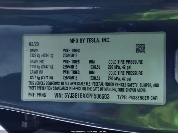 5YJ3E1EAXPF506503 2023 TESLA MODEL 3 - Image 8