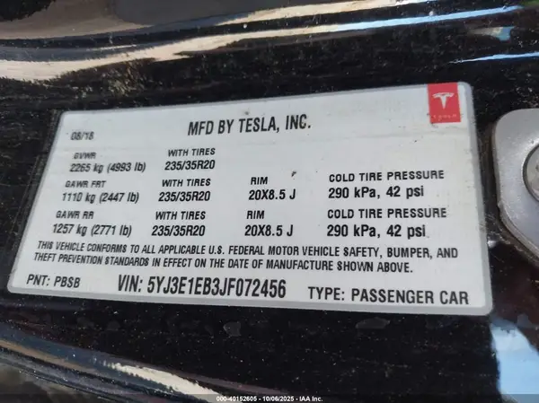 5YJ3E1EB3JF072456 2018 TESLA MODEL 3 - Image 8