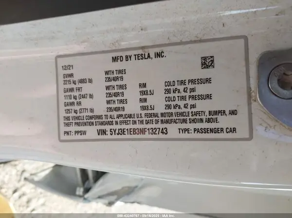 5YJ3E1EB3NF13274 2022 TESLA MODEL 3 - Image 8