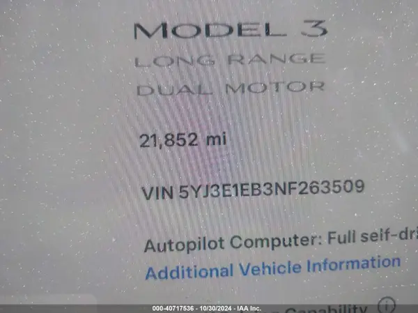 2022 TESLA MODEL 3 auction photo 7