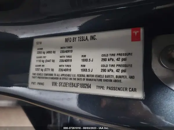 5YJ3E1EB4JF188264 2018 TESLA MODEL 3 - Image 8