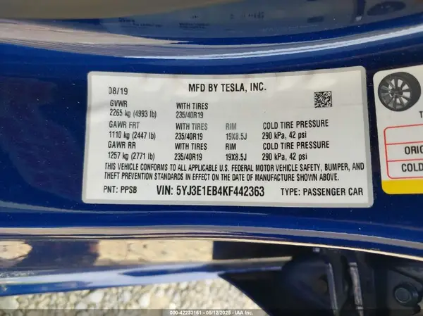 5YJ3E1EB4KF442363 2019 TESLA MODEL 3 - Image 8
