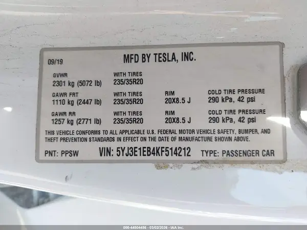 5YJ3E1EB4KF514212 2019 TESLA MODEL 3 - Image 8