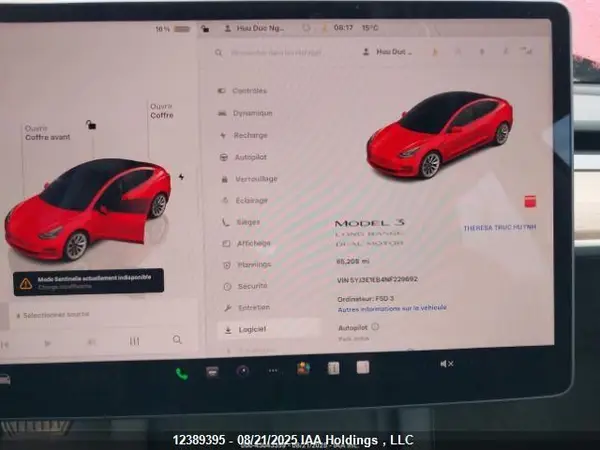 5YJ3E1EB4NF229692 2022 TESLA MODEL 3 - Image 8