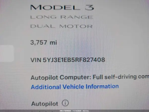 5YJ3E1EB5RF827408 2024 TESLA MODEL 3 - Image 8