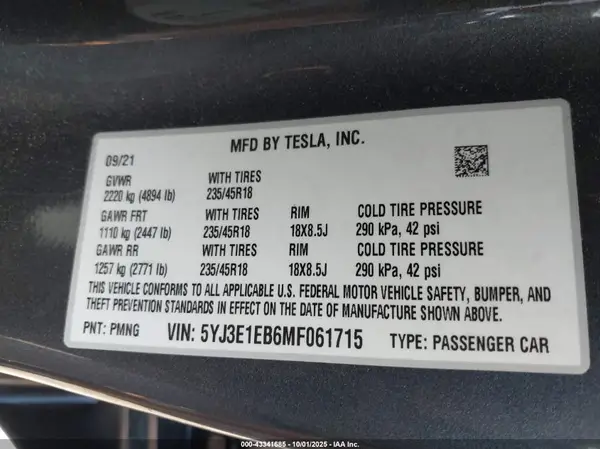 5YJ3E1EB6MF061715 2021 TESLA MODEL 3 - Image 8