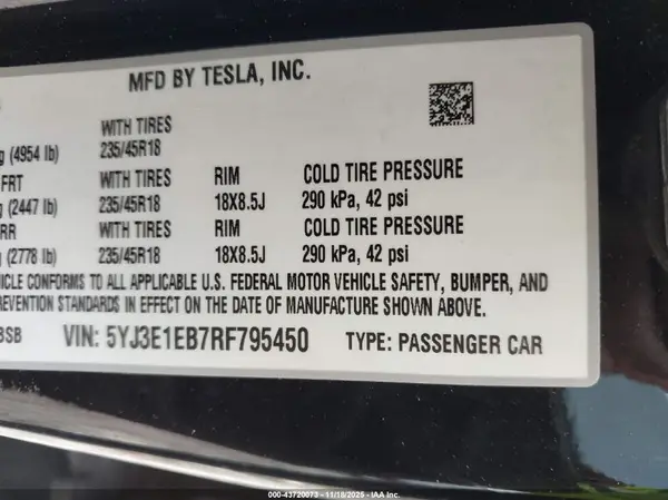 5YJ3E1EB7RF795450 2024 TESLA MODEL 3 - Image 8