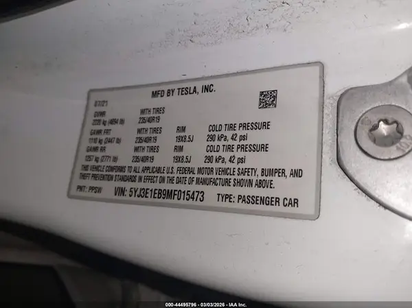 5YJ3E1EB9MF015473 2021 TESLA MODEL 3 - Image 8