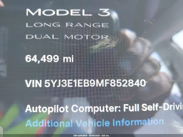 5YJ3E1EB9MF852840 2021 TESLA MODEL 3 - Image 8