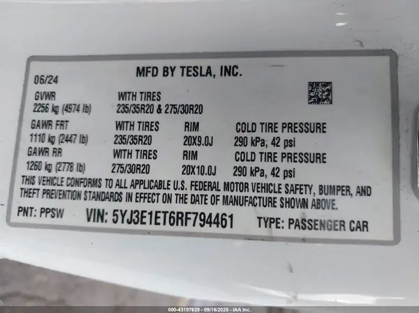5YJ3E1ET6RF794461 2024 TESLA MODEL 3 - Image 8