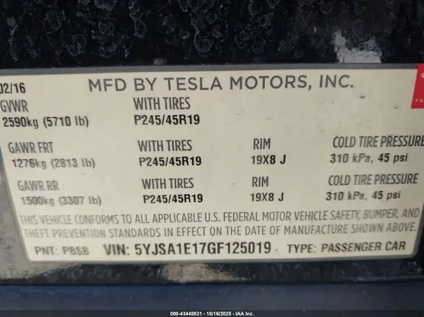 5YJSA1E17GF125019 2016 TESLA MODEL S - Image 8