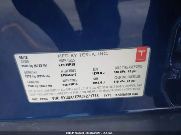 5YJSA1E26JF271718 2018 TESLA MODEL S - Image 8