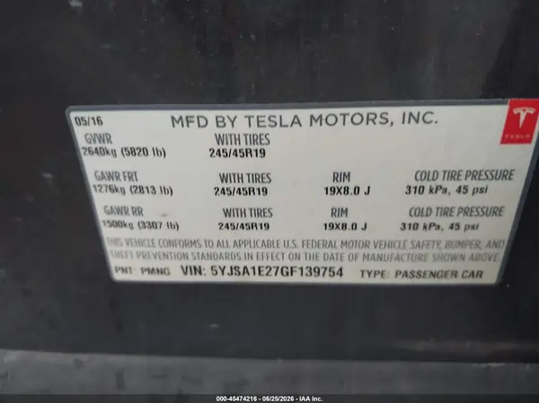 5YJSA1E27GF139754 2016 TESLA MODEL S - Image 8