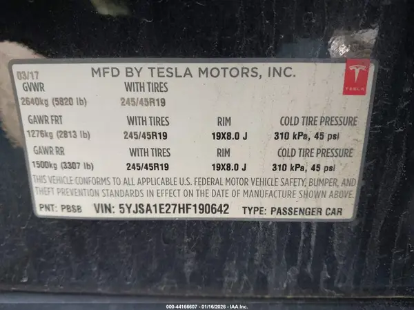 5YJSA1E27HF190642 2017 TESLA MODEL S - Image 8