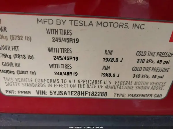5YJSA1E28HF182288 2017 TESLA MODEL S - Image 8
