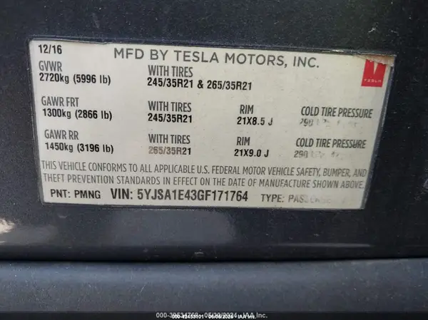 5YJSA1E43GF171764 2016 TESLA MODEL S - Image 8