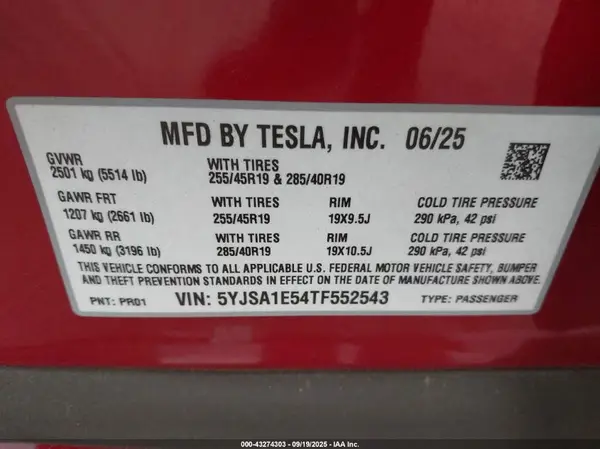 5YJSA1E54TF552543 2026 TESLA MODEL S - Image 8