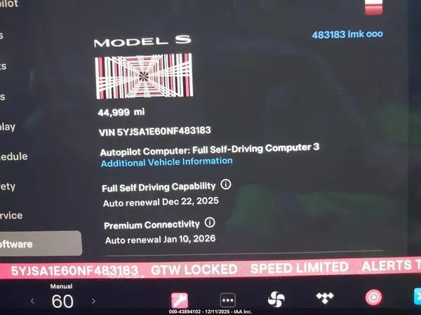 2022 TESLA MODEL S IAAI lot 43894102 auction photo 7