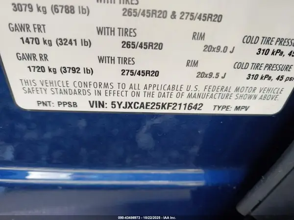 5YJXCAE25KF211642 2019 TESLA MODEL X - Image 8