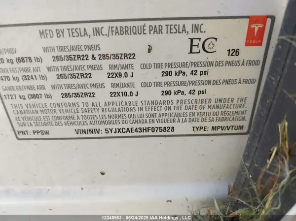 5YJXCAE43HF075828 2017 TESLA MODEL X - Image 8