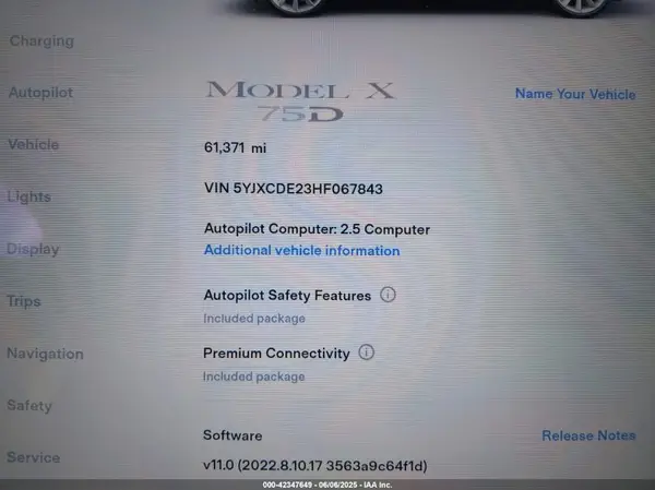 5YJXCDE23HF067843 2017 TESLA MODEL X - Image 7
