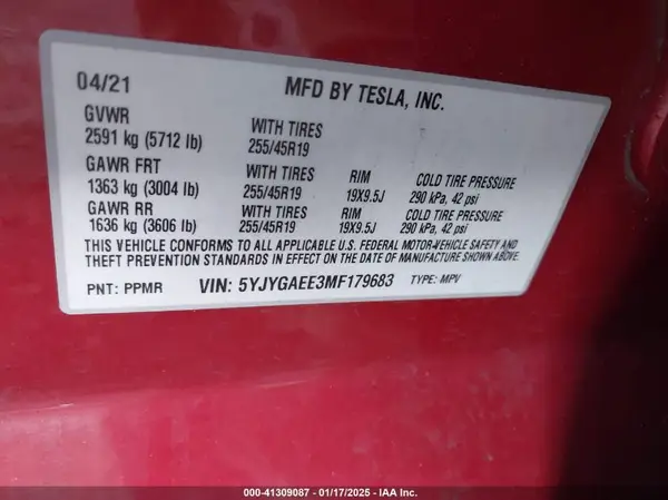 5YJYGAEE3MF179683 2021 TESLA MODEL Y - Image 8
