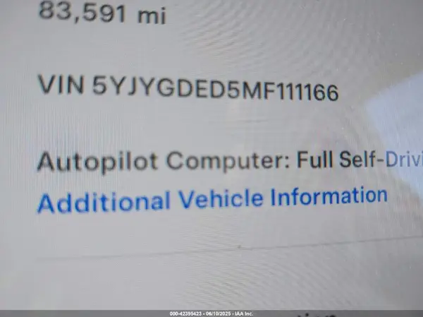 5YJYGDED5MF111166 2021 TESLA MODEL Y - Image 8