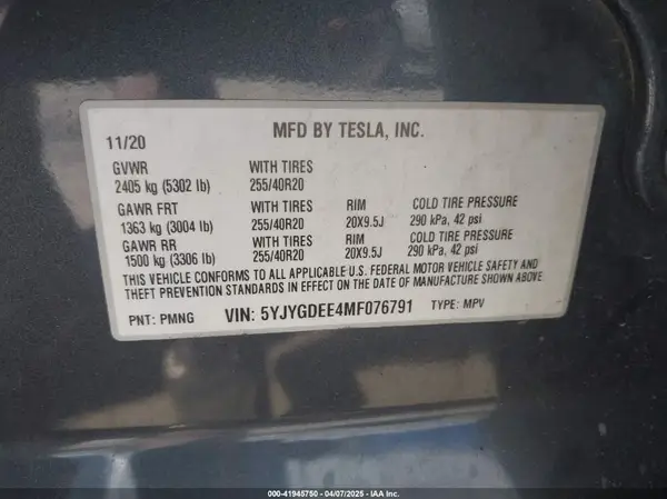 5YJYGDEE4MF076791 2021 TESLA MODEL Y - Image 8