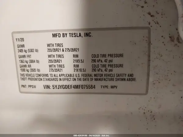 5YJYGDEF4MF075584 2021 TESLA MODEL Y - Image 8