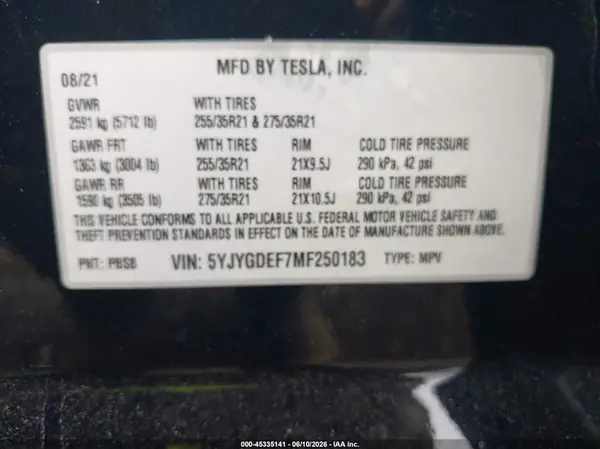 5YJYGDEF7MF250183 2021 TESLA MODEL Y - Image 8