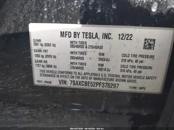 7SAXCBE52PF376297 2023 TESLA MODEL X - Image 8