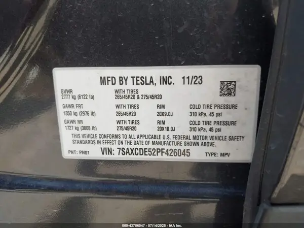 7SAXCDE52PF426045 2023 TESLA MODEL X - Image 8