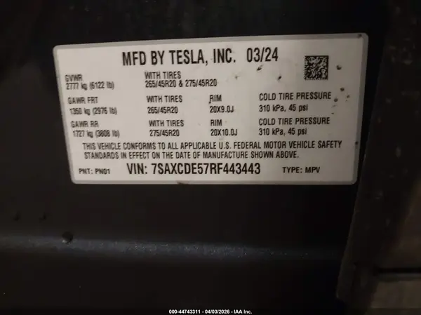 7SAXCDE57RF443443 2024 TESLA MODEL X - Image 8