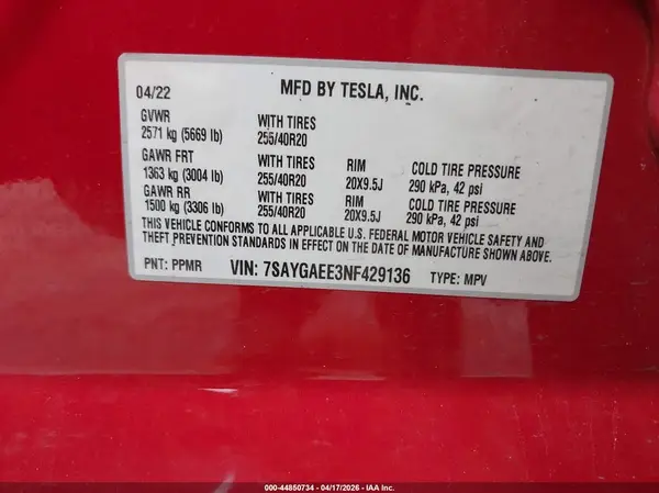 7SAYGAEE3NF429136 2022 TESLA MODEL Y - Image 8