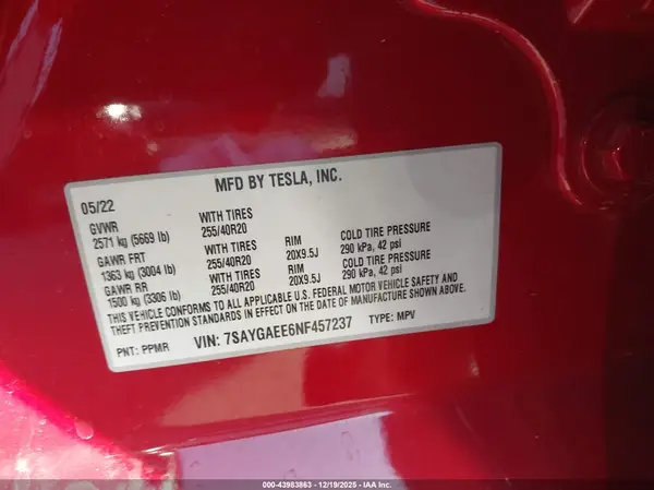 7SAYGAEE6NF457237 2022 TESLA MODEL Y - Image 8