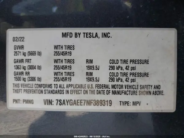 7SAYGAEE7NF389319 2022 TESLA MODEL Y - Image 8