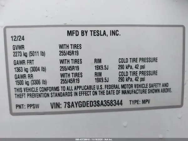 7SAYGDED3SA358344 2025 TESLA MODEL Y - Image 8