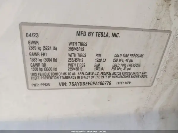 7SAYGDEE0PA106776 2023 TESLA MODEL Y - Image 8