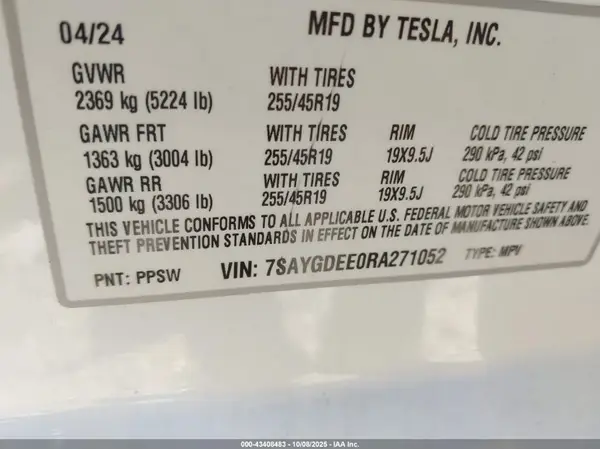7SAYGDEE0RA271052 2024 TESLA MODEL Y - Image 8