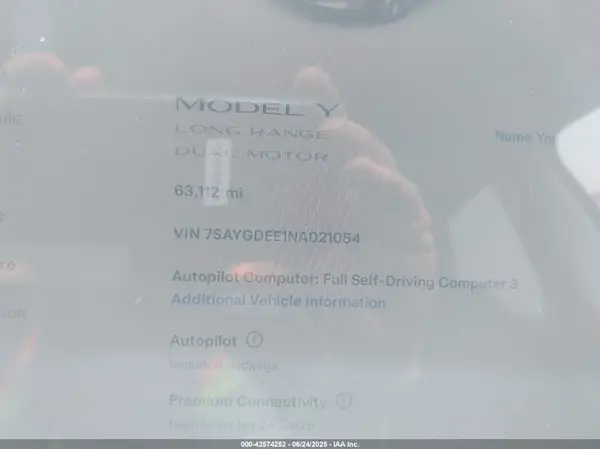 2022 TESLA MODEL Y auction photo 7