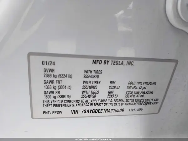 7SAYGDEE1RA219509 2024 TESLA MODEL Y - Image 8