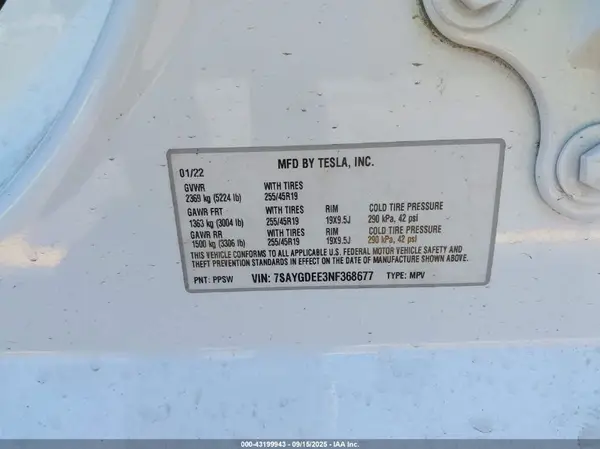 7SAYGDEE3NF368677 2022 TESLA MODEL Y - Image 8