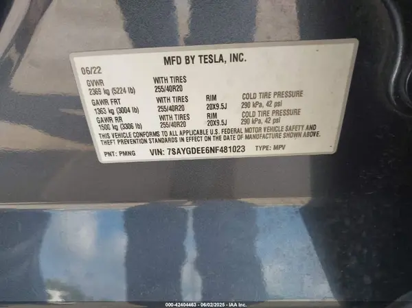7SAYGDEE3NF565428 2022 TESLA MODEL Y - Image 8