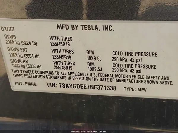 7SAYGDEE7NF371338 2022 TESLA MODEL Y - Image 8