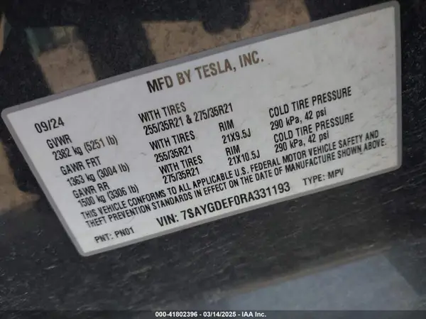 7SAYGDEF0RA331193 2024 TESLA MODEL Y - Image 8