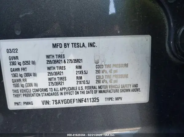 7SAYGDEF1NF411325 2022 TESLA MODEL Y - Image 8