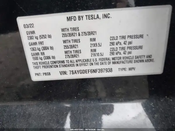 7SAYGDEF6NF397938 2022 TESLA MODEL Y - Image 8