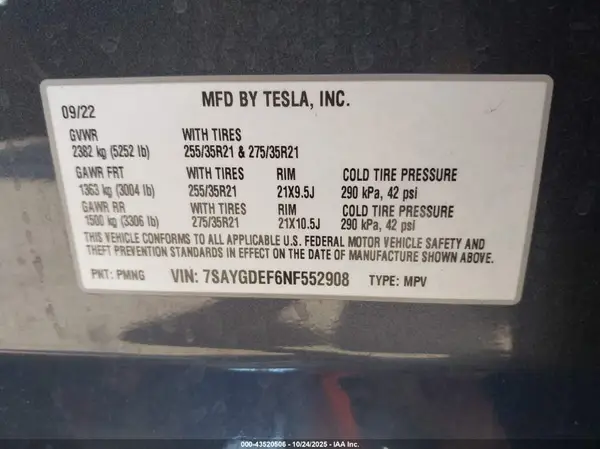 7SAYGDEF6NF552908 2022 TESLA MODEL Y - Image 8