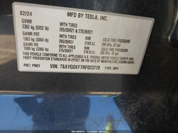 7SAYGDEF7RF023778 2024 TESLA MODEL Y - Image 8