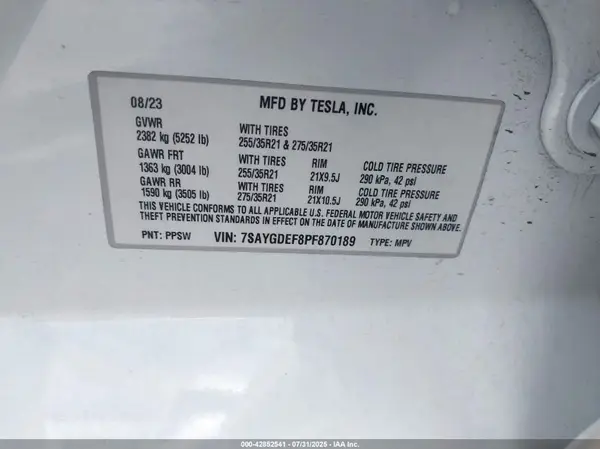 7SAYGDEF8PF870189 2023 TESLA MODEL Y - Image 8